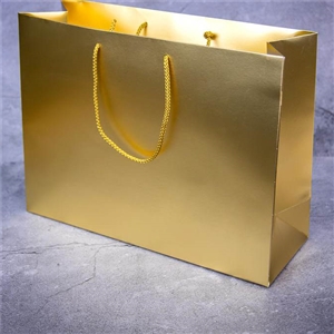 [0205036] ถุงกระดาษ ถุงใส่ของฝาก ถุงใส่ของขวัญ ถุงช้อปปิ้งพรีเมี่ยม สีทอง 43.5x33x15 ซม.