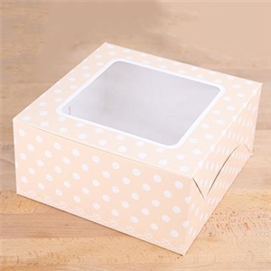 [0101040] กล่องใส่เบเกอรี่ กล่องใส่สินค้า บรรจุภัณฑ์ กล่องเค้ก 1 ปอนด์ ลายครีมจุด