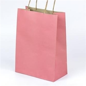 [0211009] ถุงใส่ของขวัญ ถุงใส่สินค้า บรรจุภัณฑ์ ถุงกระดาษน้ำตาลหูเกลียว พิมพ์สีชมพู 21x11x29 ซม.