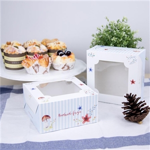 [0403039] กล่องใส่ขนม กล่องใส่ของว่าง กล่องใส่อาหารว่าง กล่องสแน็คหน้าต่าง ลายวันเดอร์การ์เด้นท์ (กล่องเค้กครึ่งปอนด์)