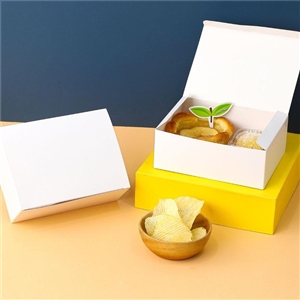 [0405036] กล่องใส่ขนม กล่องใส่ของว่าง กล่องใส่อาหารว่าง กล่องสแน็คบ็อกซ์ ป็อปอัพ สีขาว 12x16x6 ซม.