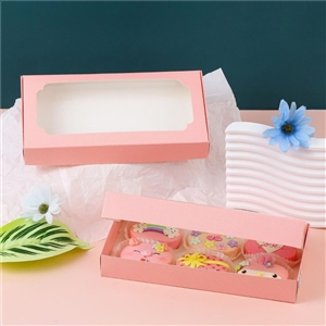 [ 0111015] กล่องขนม กล่อง กล่องบรรจุภัณฑ์ กล่องช็อกโกแลตบราวนี่ ลายชมพูจุดขาว