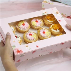 [0111035] กล่องขนม กล่องเบเกอรี่ กล่อง บรรจุภัณฑ์ กล่องทรงแบน ลายมินิ ฟลาวเวอร์ 20x28.5x5.5ซม.