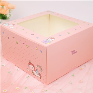 [0103077] กล่องขนม กล่องเบเกอรี่ กล่อง บรรจุภัณฑ์ กล่องเค้ก 3 ปอนด์ ทรงสูง ลายเบบี้ยูนิคอร์นพิ้งค์