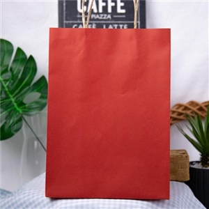 [0211024] ถุงใส่ขนม ถุงใส่ของ บรรจุภัณฑ์ ถุงกระดาษน้ำตาลหูเกลียว พิมพ์สีแดง 21x11x29 ซม.