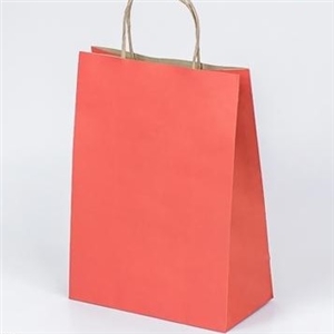 [0211008] ถุงใส่ขนม ถุงใส่ของ บรรจุภัณฑ์ ถุงกระดาษน้ำตาลหูเกลียว พิมพ์สีแดง 21x11x29 ซม.(สีพาสเทล)