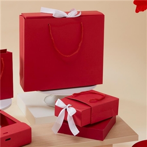 [1402102] ถุงใส่ขนม ถุงใส่ของ บรรจุภัณฑ์ เซ็ท กล่อง+ถุงของขวัญสีแดง L G298