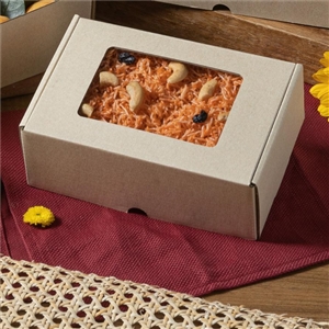 [2401021] กล่องใส่ขนม กล่องใส่เบเกอรี่ บรรจุภัณฑ์ กล่องลูกฟูกพรีเมี่ยม มีหน้าต่าง 14x20x6ซม.