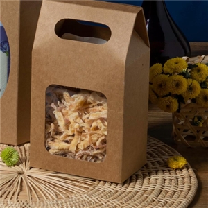 [0609002] กล่องใส่อาหาร กล่องใส่ของฝาก บรรจุภัณฑ์ กล่องทรงถุงหูหิ้ว ไซส์ S มีฐานรองก้น
