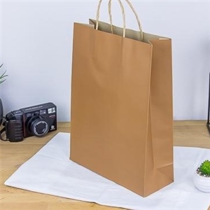 [0212007] ถุงใส่สินค้า ถุงใส่ของ บรรจุภัณฑ์ ถุงกระดาษน้ำตาลหูเกลียว พิมพ์สีน้ำตาล 26x10x35 ซม.