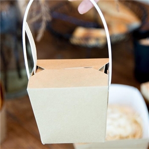 [0406016] กล่องใส่อาหาร กล่องใส่ขนม บรรจุภัณฑ์ กล่องก๋วยเตี๋ยวหูหิ้ว คราฟท์หลังขาว S