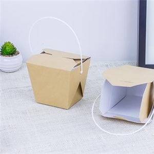 [0406013] กล่องใส่อาหาร กล่องใส่ขนม บรรจุภัณฑ์ กล่องก๋วยเตี๋ยวหูหิ้ว คราฟท์หลังขาว M