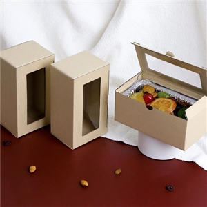 [2401119] กล่องใส่ขนม กล่องใส่เบเกอรี่ บรรจุภัณฑ์ กล่องลูกฟูกพรีเมี่ยม มีหน้าต่าง 9.6x17.5x7.3 ซม.